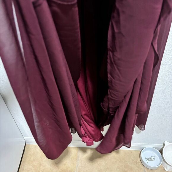 Birdy Grey  Cabernet Burgundy Spaghetti Chiffon Kaia Maxi Dress Plus Size 2X - Picture 12 of 16